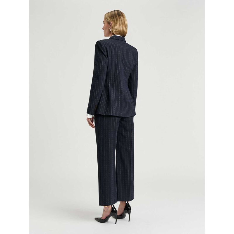 Veronika Maine Navy Pinstripe Fitted Blazer image number 1